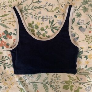 Navy Blue jersey Crop Top with White Trim